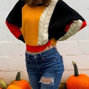 Black, white, orange, and yellow moon&madison sweater size small